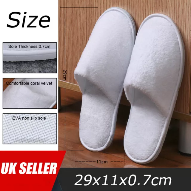 10-30pcs Spa Hotel Guest Slippers Closed Toe Towelling Disposable Terry Type UK 2