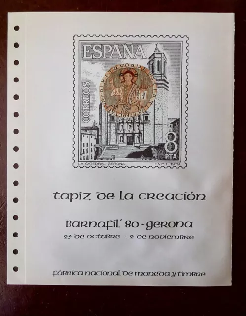 Documento Filatélico España 1980 Fnmt 13. Tapiz De La Creación Gerona Con Hb