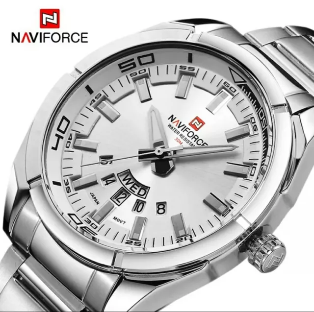 NAVIFORCE Brand Men Watches Business Quartz Watch Men's Stainless Steel Band 30M