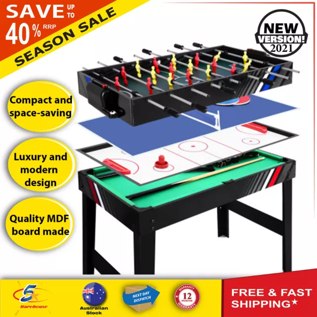 4-In-1 Multi Sports Pool Game Table Soccer Tennis Ice Hockey Football Foosball