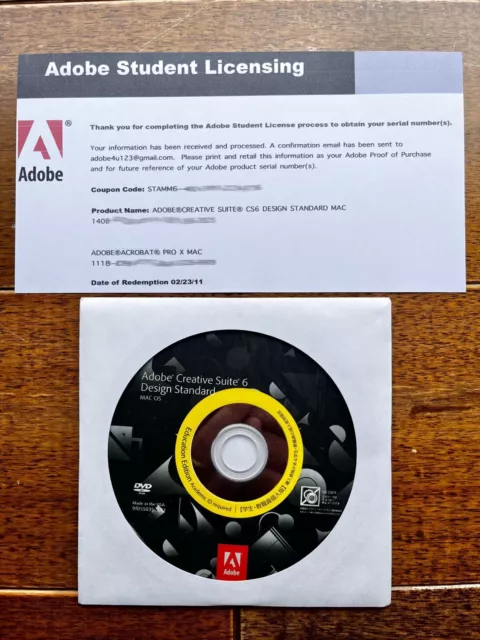 Adobe CS6 Design Standard - Genuine - Includes Disc & Retail License Number