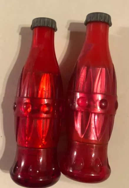 2 Red Coca Cola Coke Soda Mini Bottles