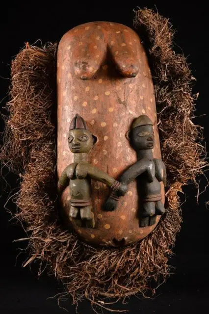 13613 African Authentic Large Yoruba Belly Mask Nigeria