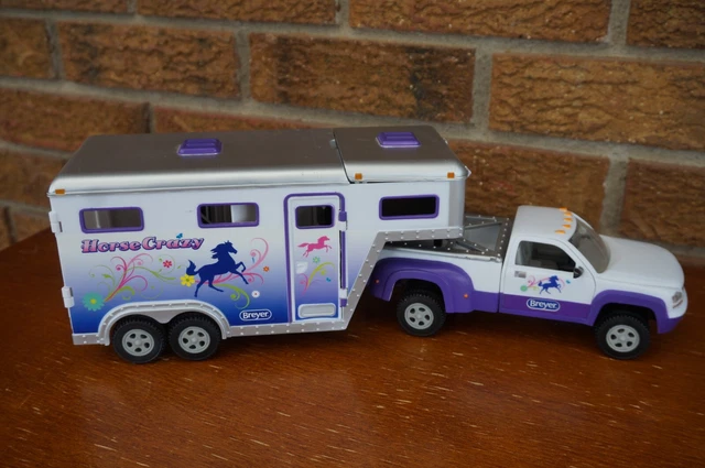 FIGURE Set BREYER Stablemates Horse Crazy Truck & Gooseneck Trailer Purple White