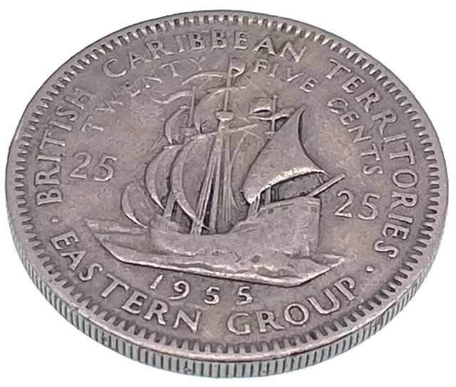 World Coin: 1955 Eastern Caribbean - 25 cents - Circulated (SKU 68)