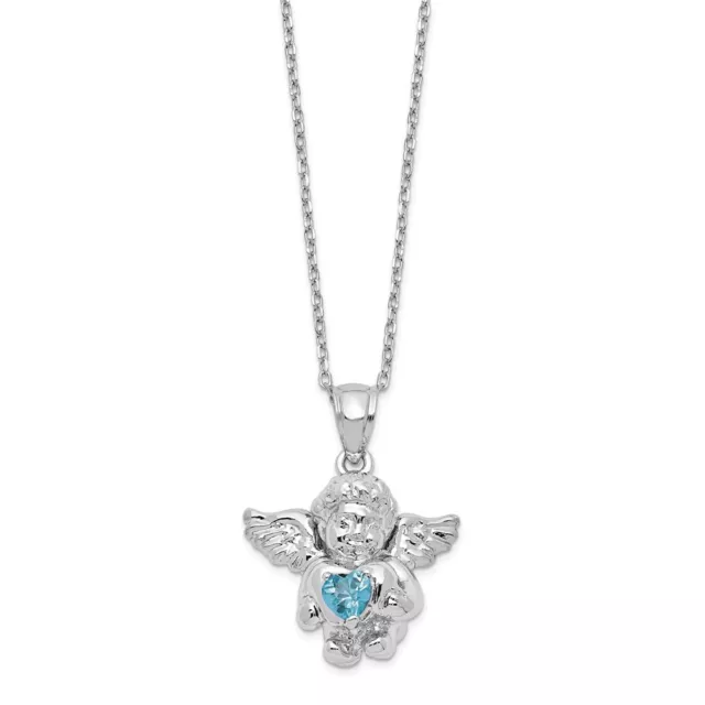 Sterling Silver Cubic Zirconia Dec Birthstone Angel Ash Holder 18" Necklace