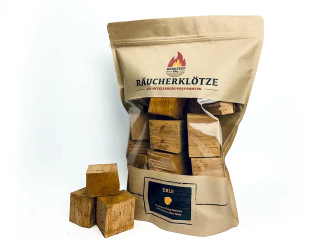 1 kg Erle - Räucherklötze / Grillholz / Smokerholz / Räucherholz Wood Chunks BBQ