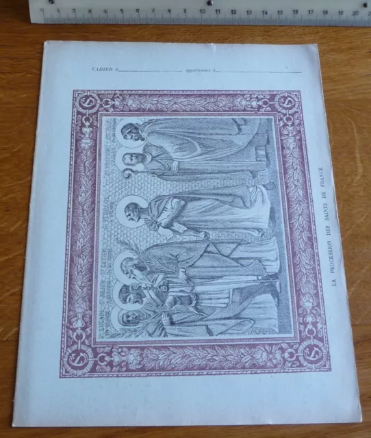 Ancien Protège-cahier Couverture "LA PROCESSION DES SAINTS DE FRANCE"