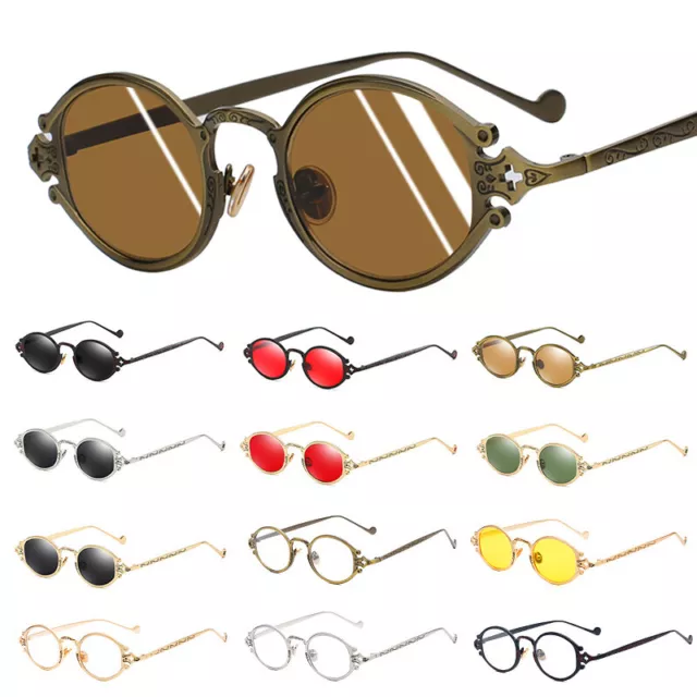 Gafas de sol góticas retro ovaladas steampunk vintage talladas en metal gafas John Lennon