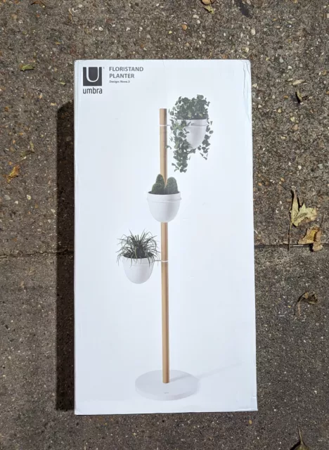 Umbra Floristand Planter - White / Natural [44 x 140 x 44 cm]