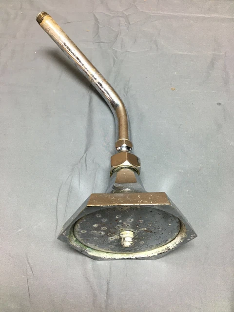 Vintage Hexagon 6" Chrome Brass Shower Head Old Plumbing Bath Fixture 344-22B