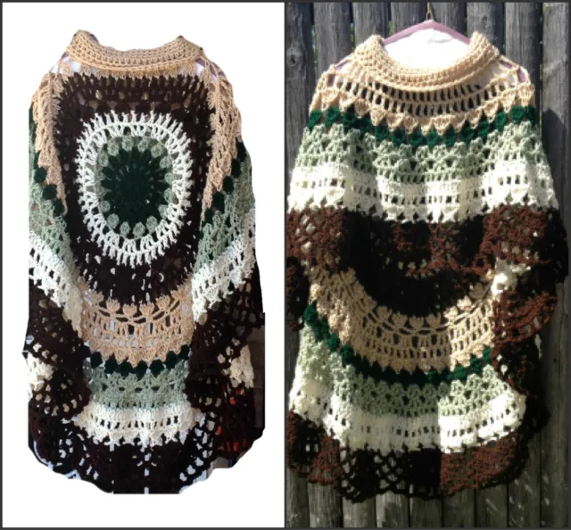 ASYMMETRIC LONG PONCHO Circular Shawl Crochet Pattern Printed PDF $6.00 ...