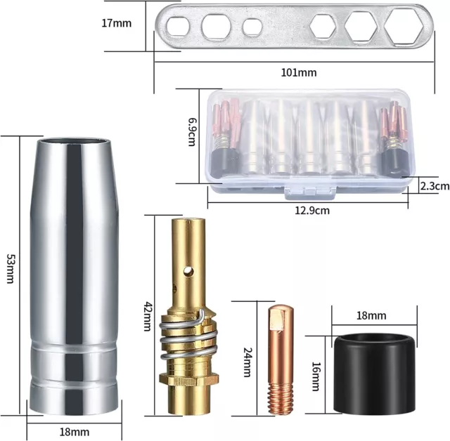 Kit con 25x Accessori per Saldatrice a Gas, Adatto per Saldatura MIG/MAG MB-15AK 3