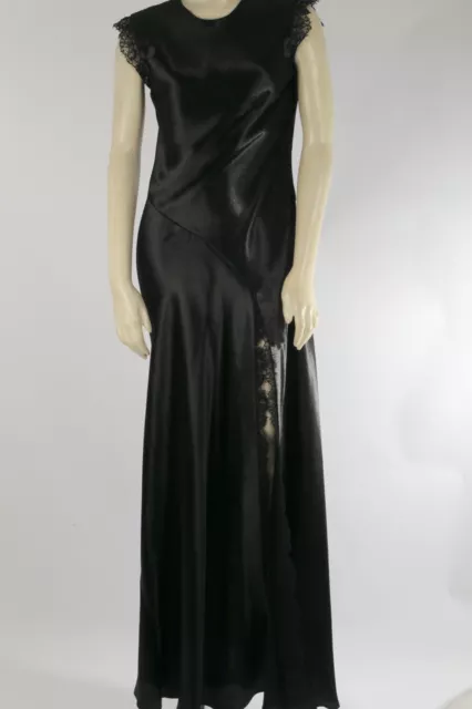 PHILOSOPHY di LORENZO SERAFINI Black Sleeveless Lace Side Slit Gown Dress Size S