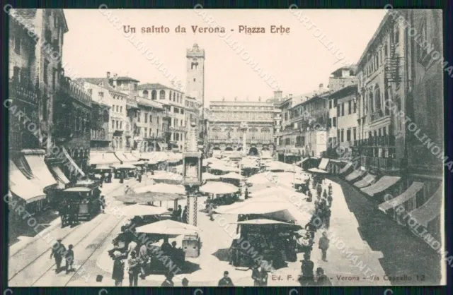 Verona città Piazza Erbe Mercato cartolina VK4409