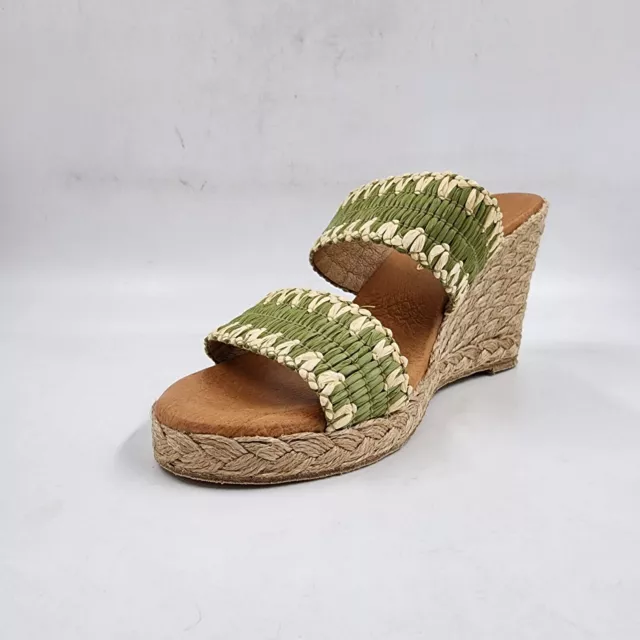 André Assous Nolita Raffia Wedge Sandals Women's 35/US 5M Green Moss/Natural~