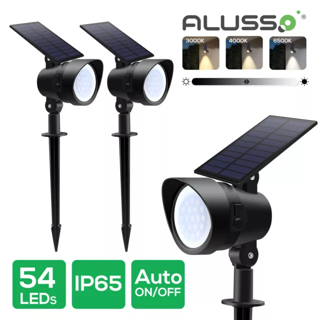 Solar Spot Lights RGB/3CCT Dimmable 54LED Outdoor Pathway Garden Security Lamp