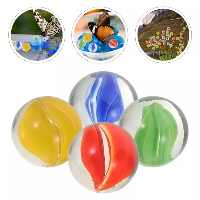 200Pcs Garden Glass Marbles Round Marbles for Butterfly Feeder Colored Marbles