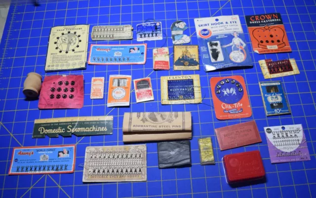 2684 Collection of vintage Sewing notions, snaps, hooks/eyes etc, original packa