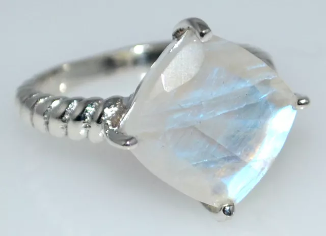 Facet Cut Moonstone Rings Solitaire Gem 925 Sterling Silver Sizes 5½ L to Z 12½ 3