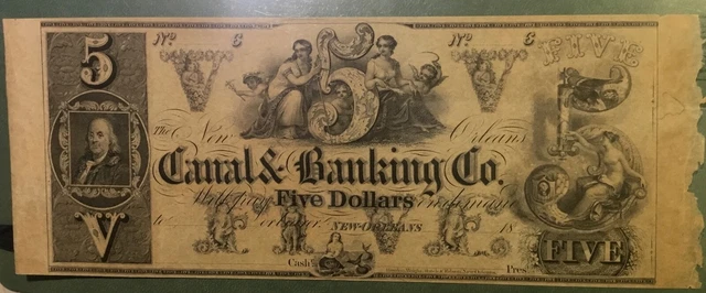 1800’s Canal & Banking Co $5 note