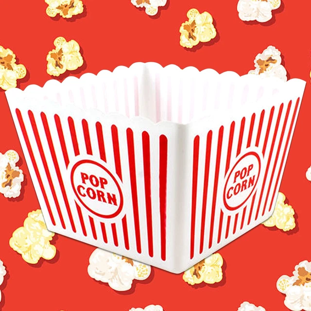 LARGE POPCORN HOLDER Novelty Retro Cinema Party Plastic Bowl Tub Box
