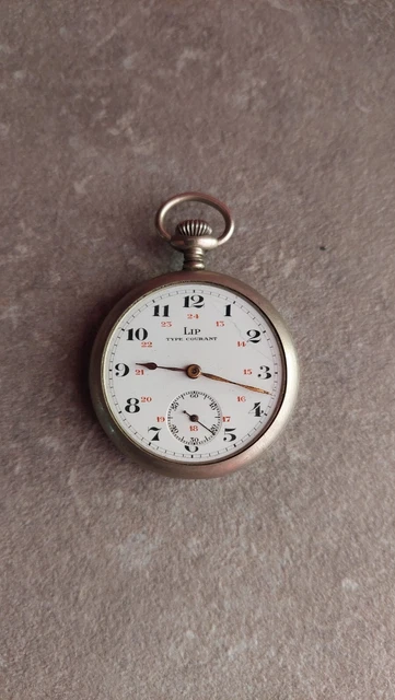 Montre à Gousset Ancienne LIP Dauphine - Mécanique Manuelle, Acier, Cadran 24h, Occasion