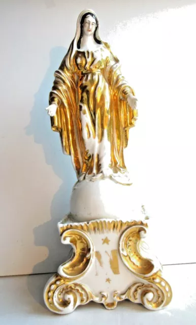 Grande Vierge XIXème, porcelaine de Paris à l'Or fin, Louis Philippe signée 3Pal