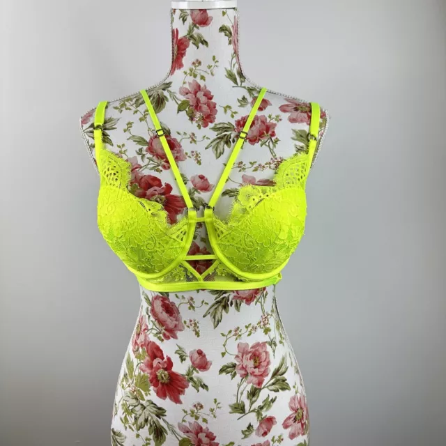 HONEY BIRDETTE - Vanessa Neon yellow lace bra 10F straps - AUS #102208