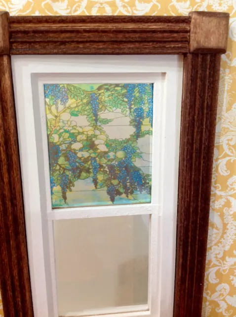 Blue Wisteria Dollhouse Miniature Victorian  Stained Glass Window Film