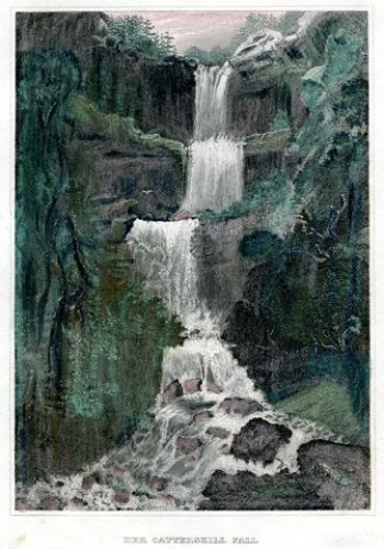 The Catterskill Fall, New York - Stahlstich coloriert
