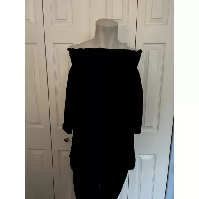 Theory Black Silk Off The Shoulder Blouse Size Small