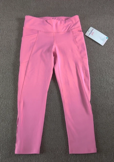 Layer 8 Girls Active Yoga Leggings Small 7/8 Pink Side Pockets 20" Inseam NEW
