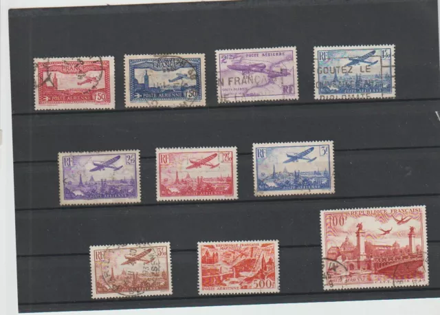 1936-1949 lot de 10 timbres Poste aérienne différents oblitérés (lot 161)