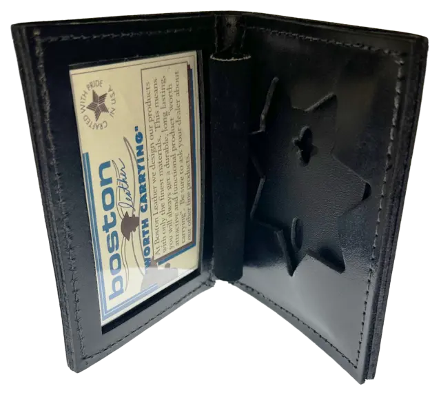 BOSTON LEATHER BOOK STYLE BADGE WALLET: 7 Point Star Cutout (150-7003)
