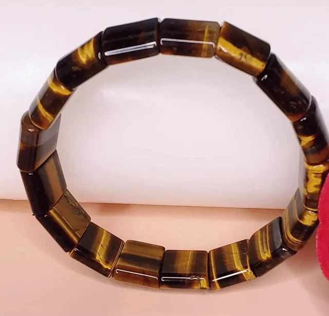 Bracelet œil De Tigre Sur élastique - Bijou Pierre Naturelle, Occasion Comme Neuf, Marron-jaune