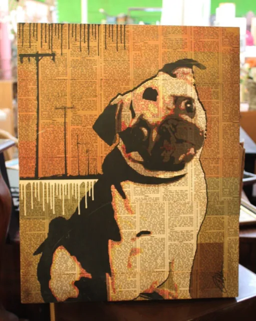 Pug Dog Newspaper Canvas Picture