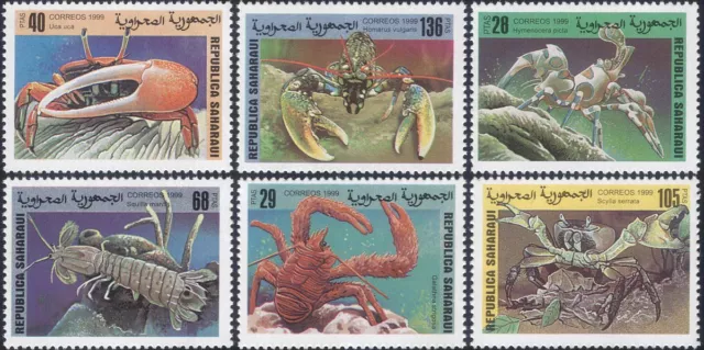 Sahara 1999 Lobsters/Crabs/Shrimp/Crustaceans/Marine/Animals 6v set (b9403)