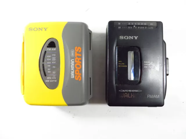 2 PK Sony Walkman Cassette Radio Player: WM-SXF10 + WM-FX30, for Repair or Parts 2 PK Sony Walkman Cassette Radio Player: WM-SXF10 + WM-FX30, for Repair or Parts