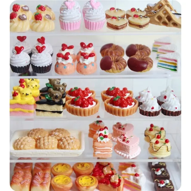 1:12 Scale Dolls House Miniatures Cake Bread Dessert Cabinet Mini Food Accessory