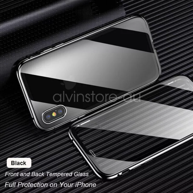 Magnetic Metal Frame Tempered Glass Case Cover iPhone 7 8 Plus SE2 11 Pro XS MAX