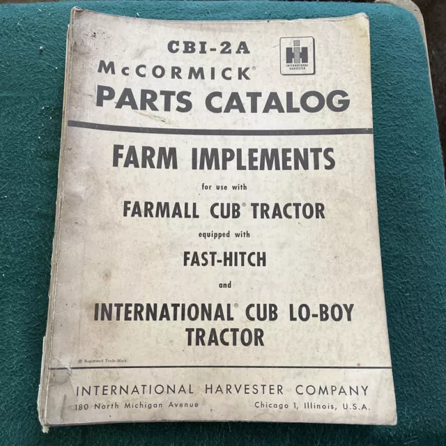 IH International Harvester McCormick Parts Catalog Farmall Cub Lo Boy Fast Hitch