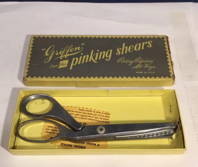 Vintage Griffon "Pink ALL" Pinking Shears #2 Original made in USA 7.5" W/Box