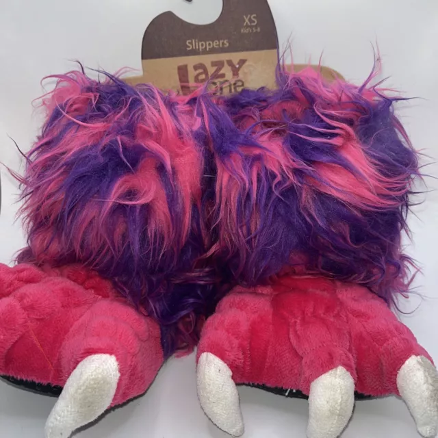 Lazy One Pink/Purple Monster Paw Claw Slippers Unisex XS