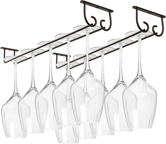 Iron Kitchen Wine Glass Rack Under Cabinet Shelf Cup Holder Hanger Bar Stemware