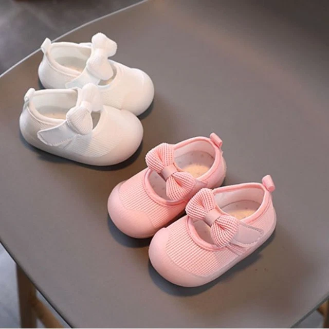 Scarpe eleganti con fiocco carine per bambine taglia neonati suola morbida pantofole da esterno