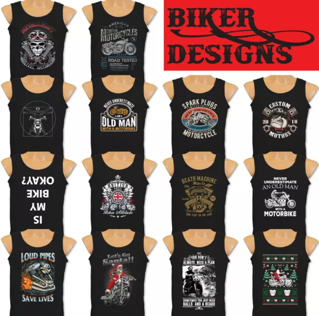 BIKER VEST Motorbike Motorcycle Cafe Racer Chopper Bike Mens Funny Skull Top