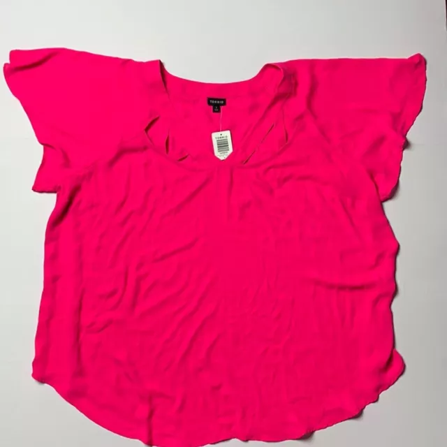 New Torrid Pink Sheer Top Size 3 Short Sleeve