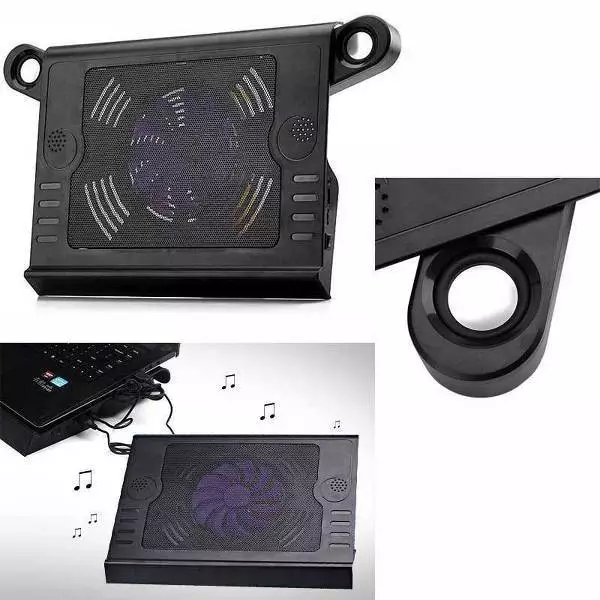 Supporto Con 2 Speaker Base Raffreddamento Notebook Ventola Cooler Pc Netbook
