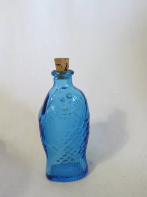 Vintage Wheaton Mini 3" BLUE Bitters FISH shaped